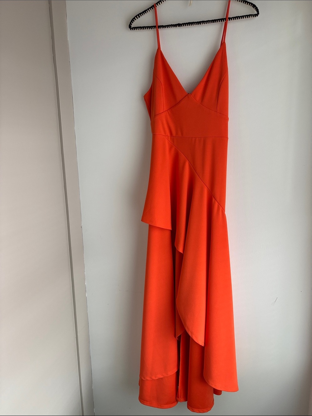 G/FORE Bright Orange Asymmetric Ruffle Maxi Dress